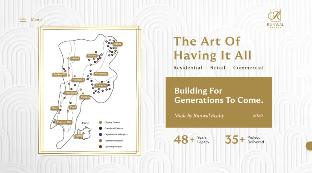 Runwal Realty real estate website design example