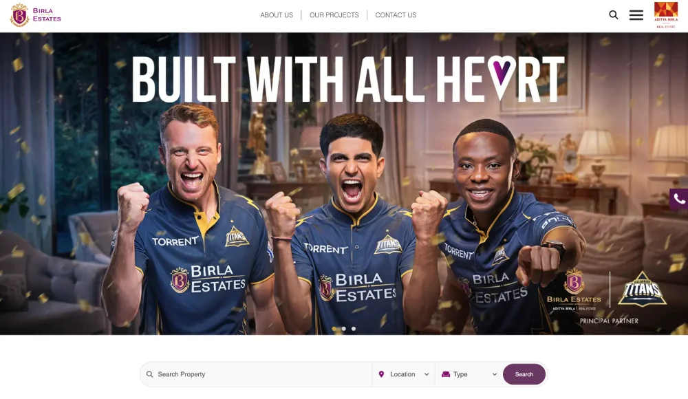 Birla Estates real estate website design example