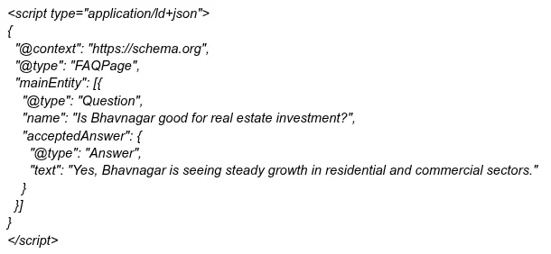 Schema markup for real estate FAQ snippet