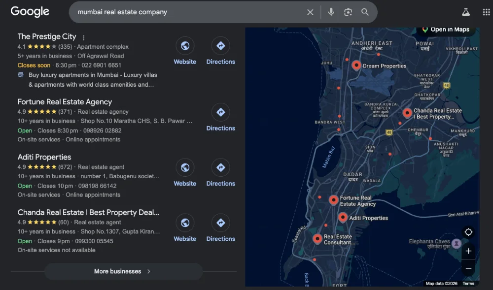 Local SEO real estate example